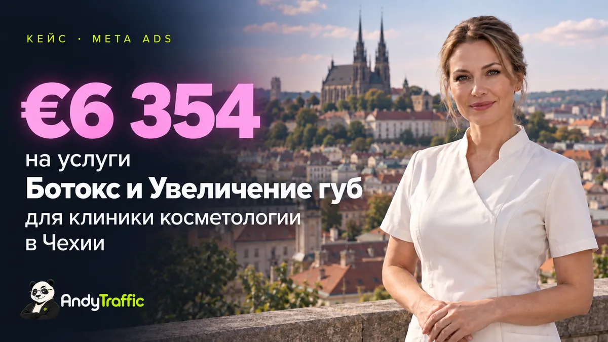 Кейс AndyTraffic · Meta Ads: реклама услуг «Ботокс» и «Увеличение губ» для клиники косметологии в Чехии